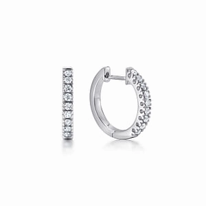 Embellished piece 14K White Gold 15mm Classic Diamond Huggies