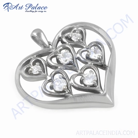 Custom Jewelry Stunning Heart Style CZ Gemstone Silver Pendant - Beautiful Jewelry