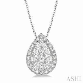 1/2 Ctw Pear Shape Lovebright Round Cut Diamond Pendant With Chain in 14K White Gold Diverse Audience soft look