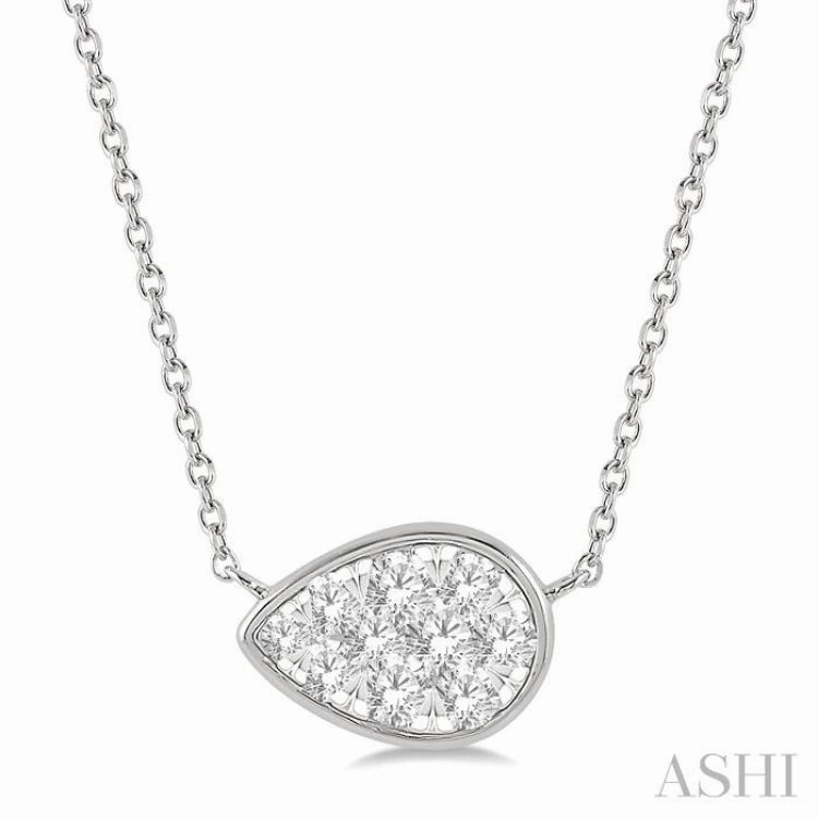 1/3 Ctw Pear Shape Lovebright Diamond Pendant With Chain in 14K White Gold Family Bond Affordable Present