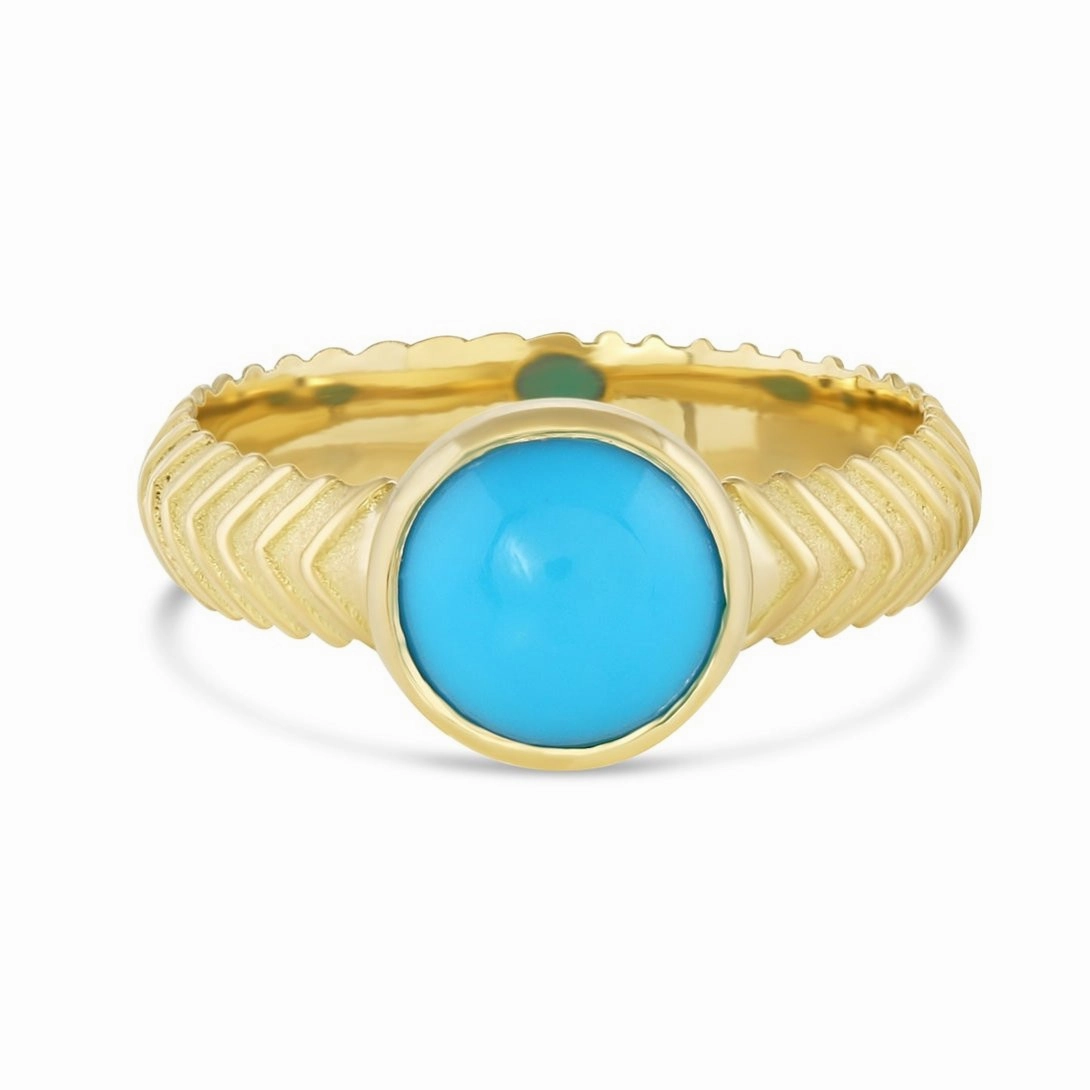 Turquoise Cab Ring - 18k Gold   Sleeping Beauty Turquoise Elegant Edge