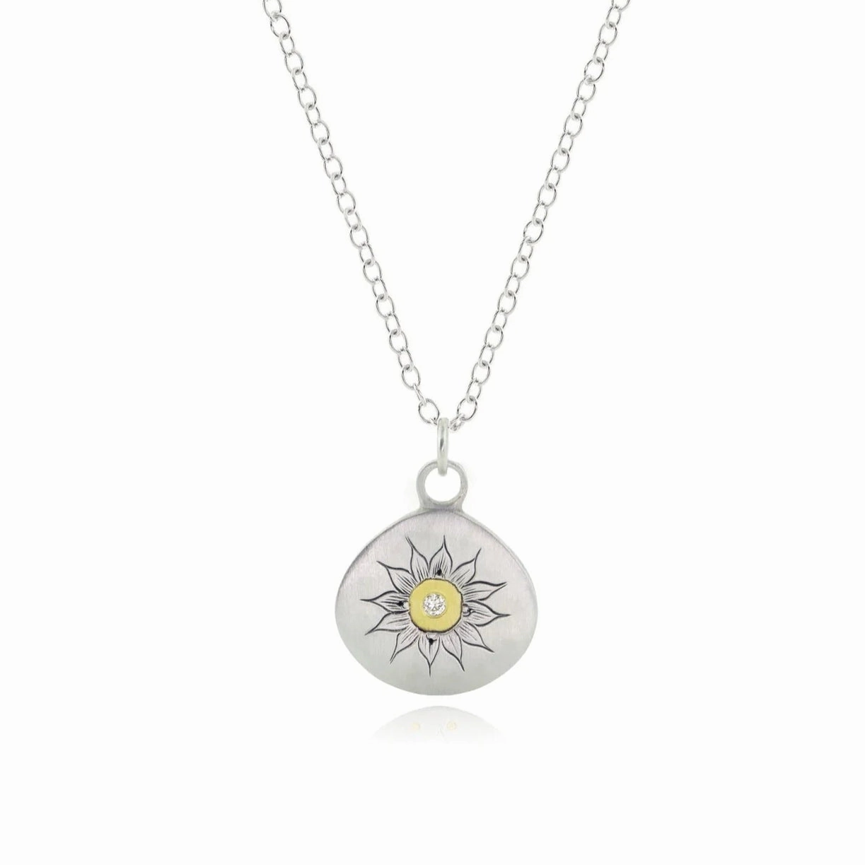 Daytime Sparkle Tasteful Accent Soleil Charm Pendant - 18ky,  Sterling Silver   Diamond