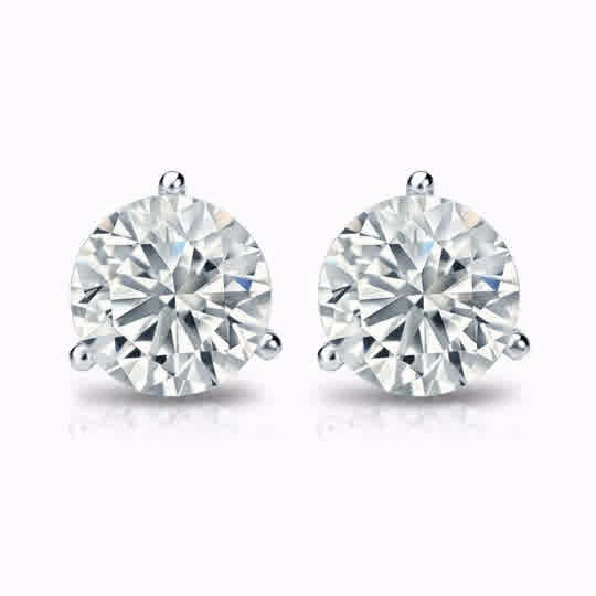 Contemporary Embellishment 1.2cttw Round Diamonds in Three Prong Martini Earrings