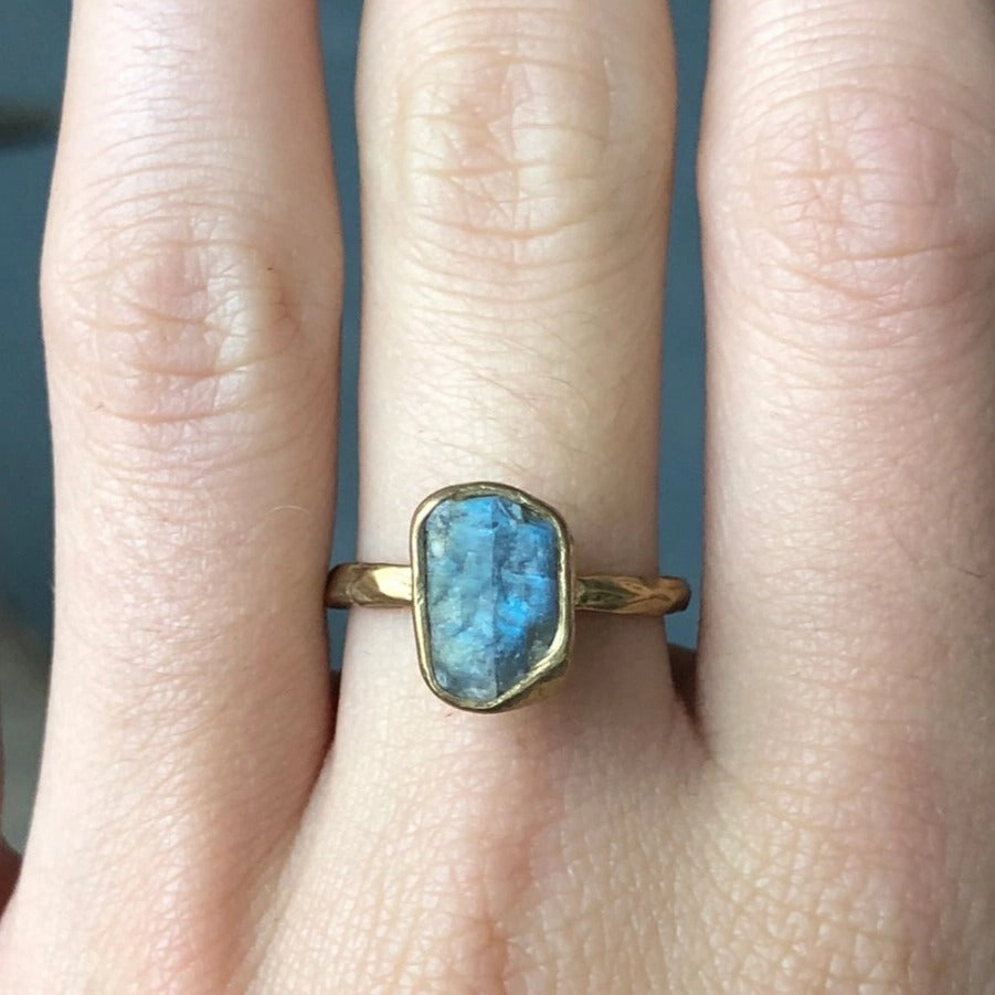 Guardian Ring - Labradorite   Brass Party Ready Starry Night