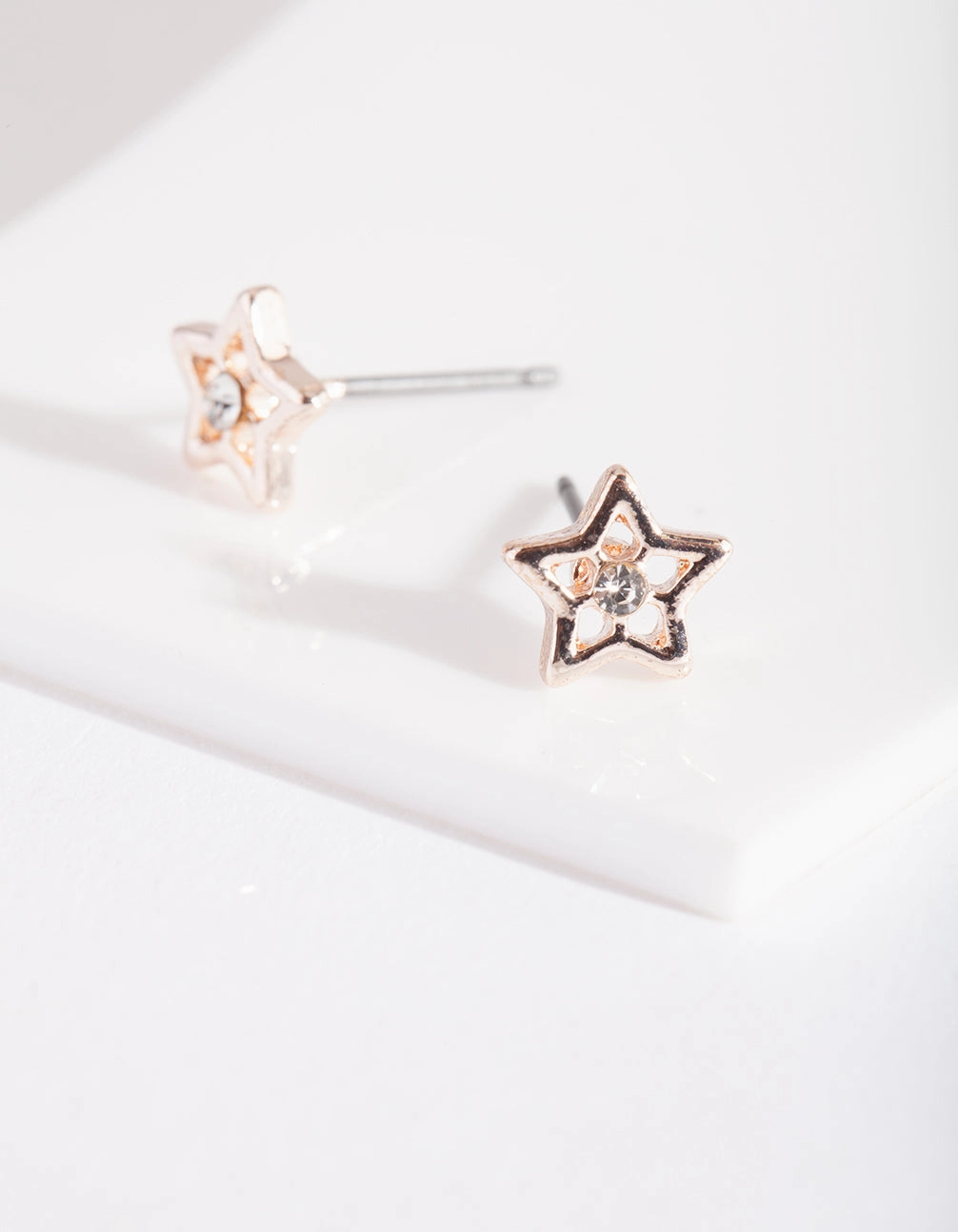 Luxury Mood Rose Gold Diamante Star Stud Earrings
