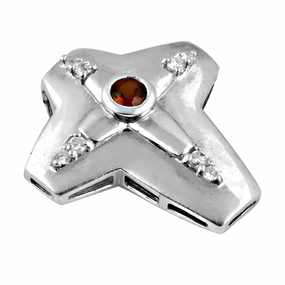 Stunning Hot Garnet Cubic Zirconia Gemstone Silver Cross Pendant Seasonal Wear Adornment Unique Flair
