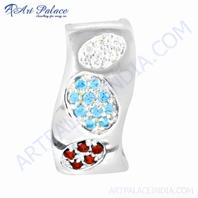 Stunning Cubic Zirconia Gemstone Silver Pendant - Fashion Accessories Artful Touch Enhancing Item