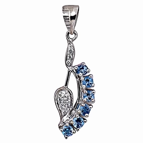 Trendy Choice Modern Classic Graceful Glamour: Blue Topaz & Cubic Zirconia Gemstone Silver Pendant