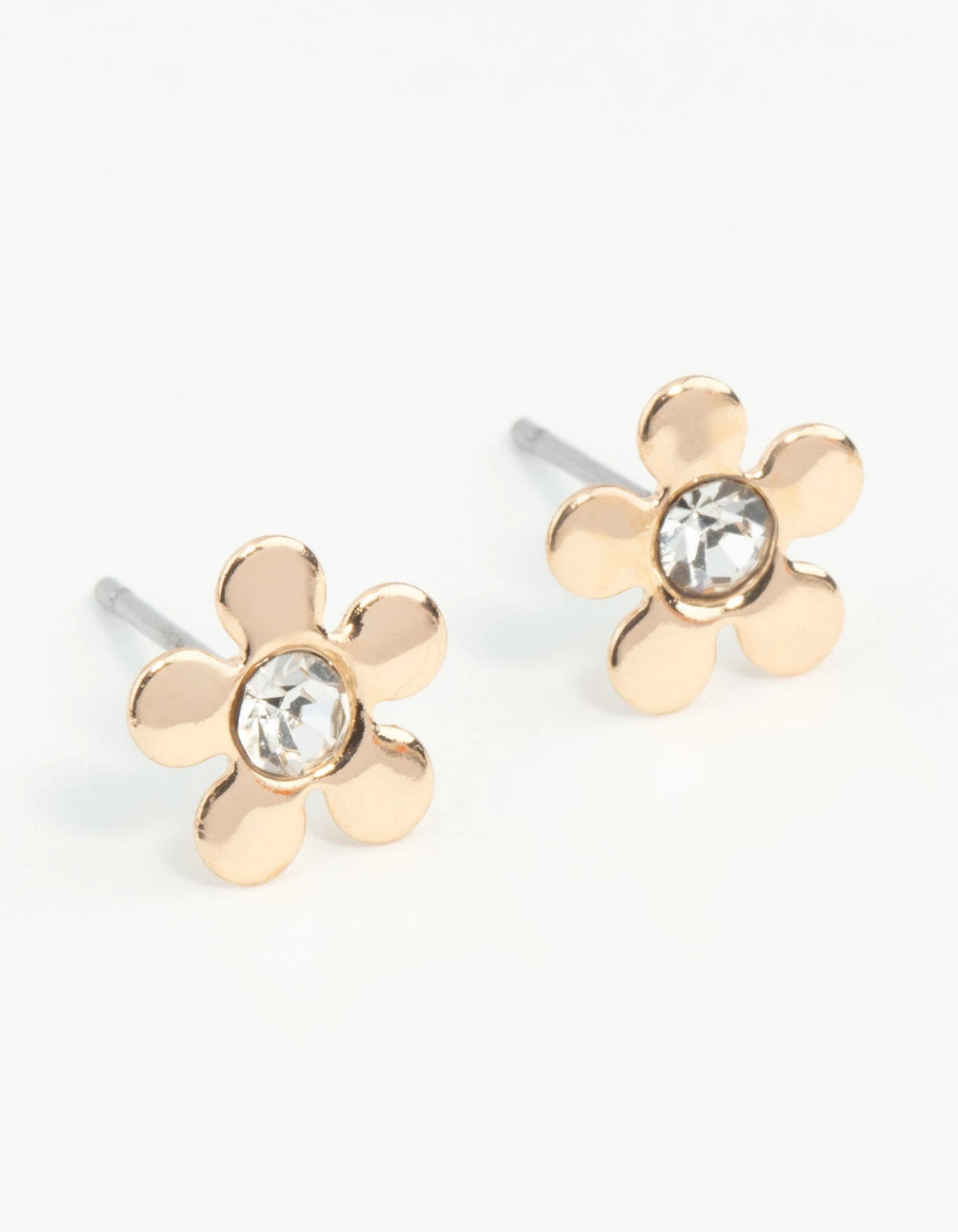 Natural Details Elegant Craftwork Gold Mini 70s Dia Flower Stud Earrings