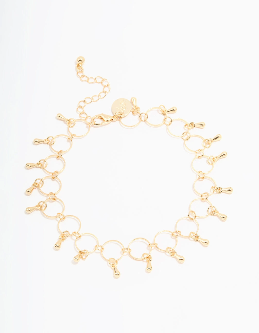 Gold Link Drop Anklet Shiny Lines