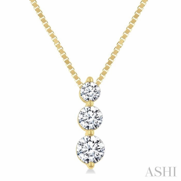 Evening Pendant Jewelry Perfect Gift 1/3 Ctw Round Cut Diamond Three-Stone Snowman Pendant With Chain in 14K Yellow Gold