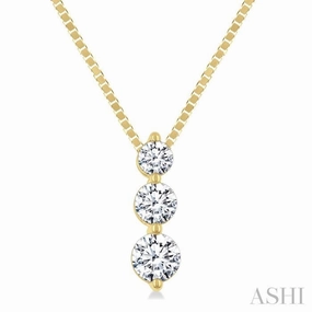 Evening Pendant Jewelry Perfect Gift 1/3 Ctw Round Cut Diamond Three-Stone Snowman Pendant With Chain in 14K Yellow Gold