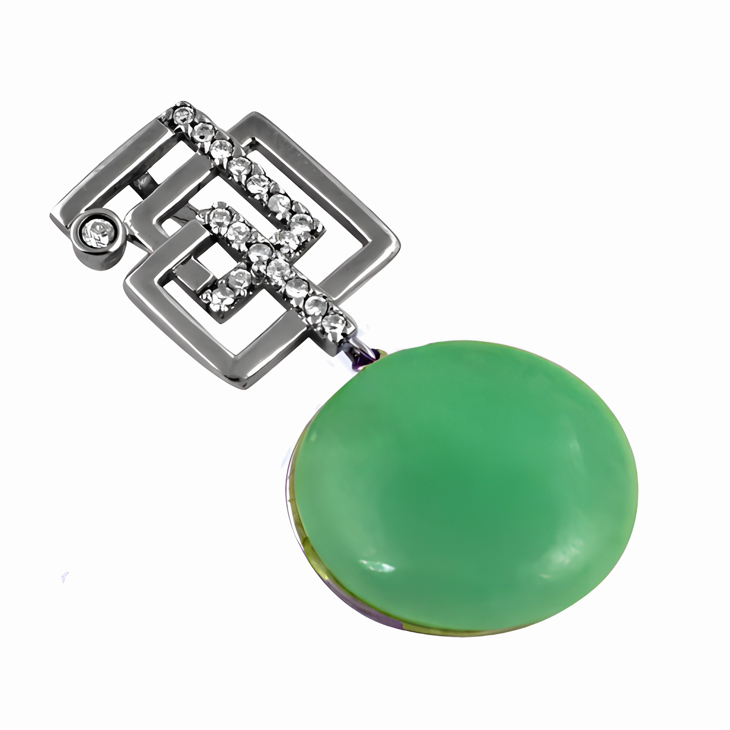 Splendid Item Luxury Green Aventurian Cubic Zirconia Silver Pendant - High-End Gemstone Jewelry