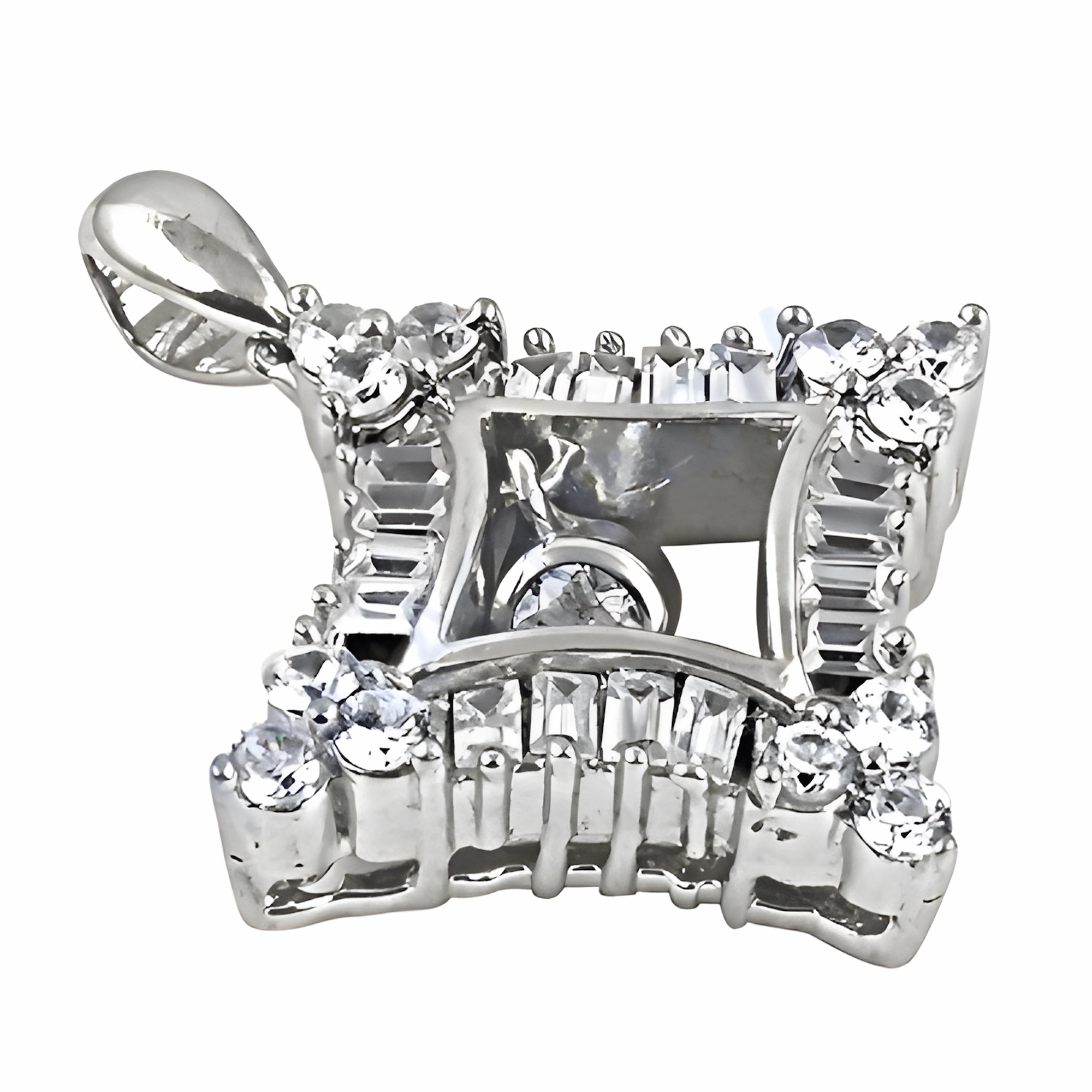 For Tradition Elegant Cubic Zirconia Gemstone Silver Pendant - Charming Jewelry