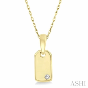 Versatile Present 1/50 Ctw Round Cut Diamond Tag Pendant With Chain in 10K Yellow Gold