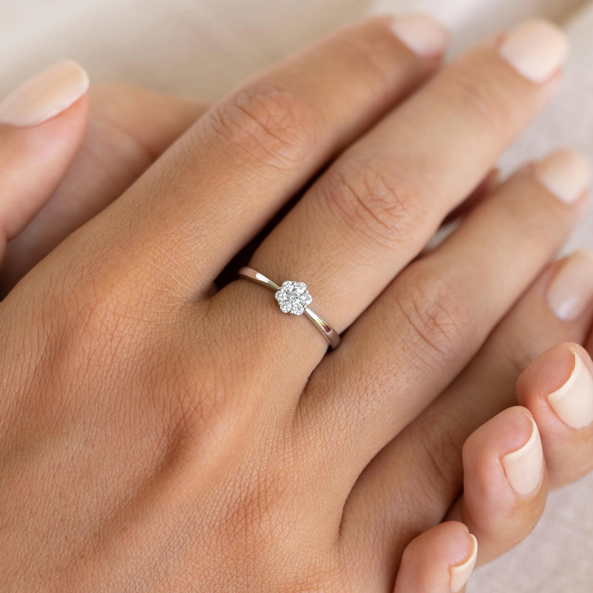 Round Cluster Diamond Ring White Gold - Talia Trend Accent Gift Guide