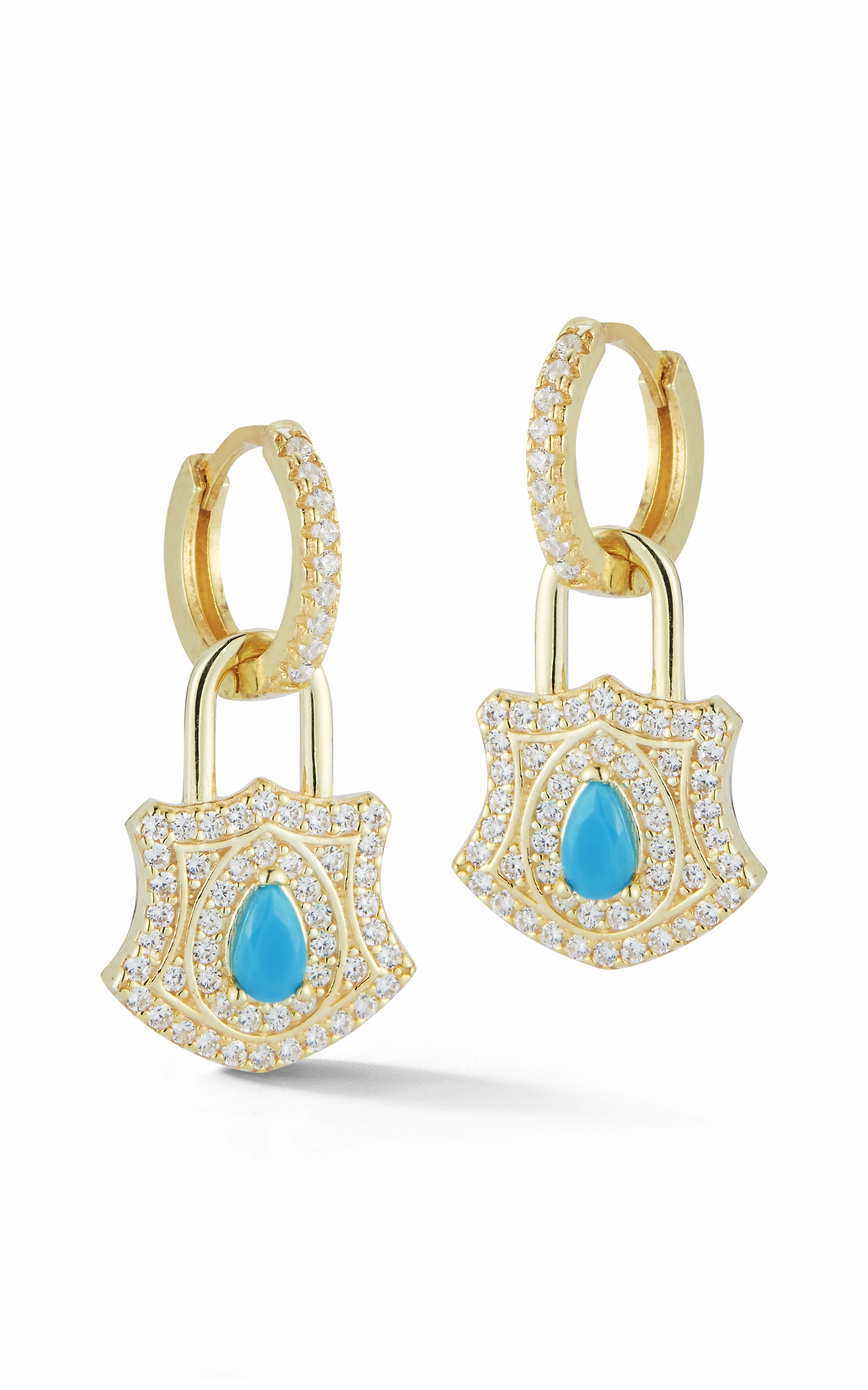 Graceful Accent Turquoise Padlock Earrings