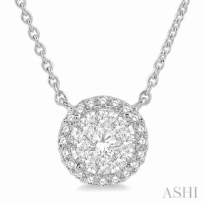 Professional Style 1 Ctw Circular Round Cut Diamond Lovebright Pendant With Chain in 14K White Gold