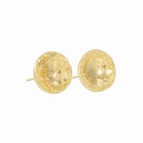 Fashion Forward Double Gold Moon Surface Studs - 22ky   18ky