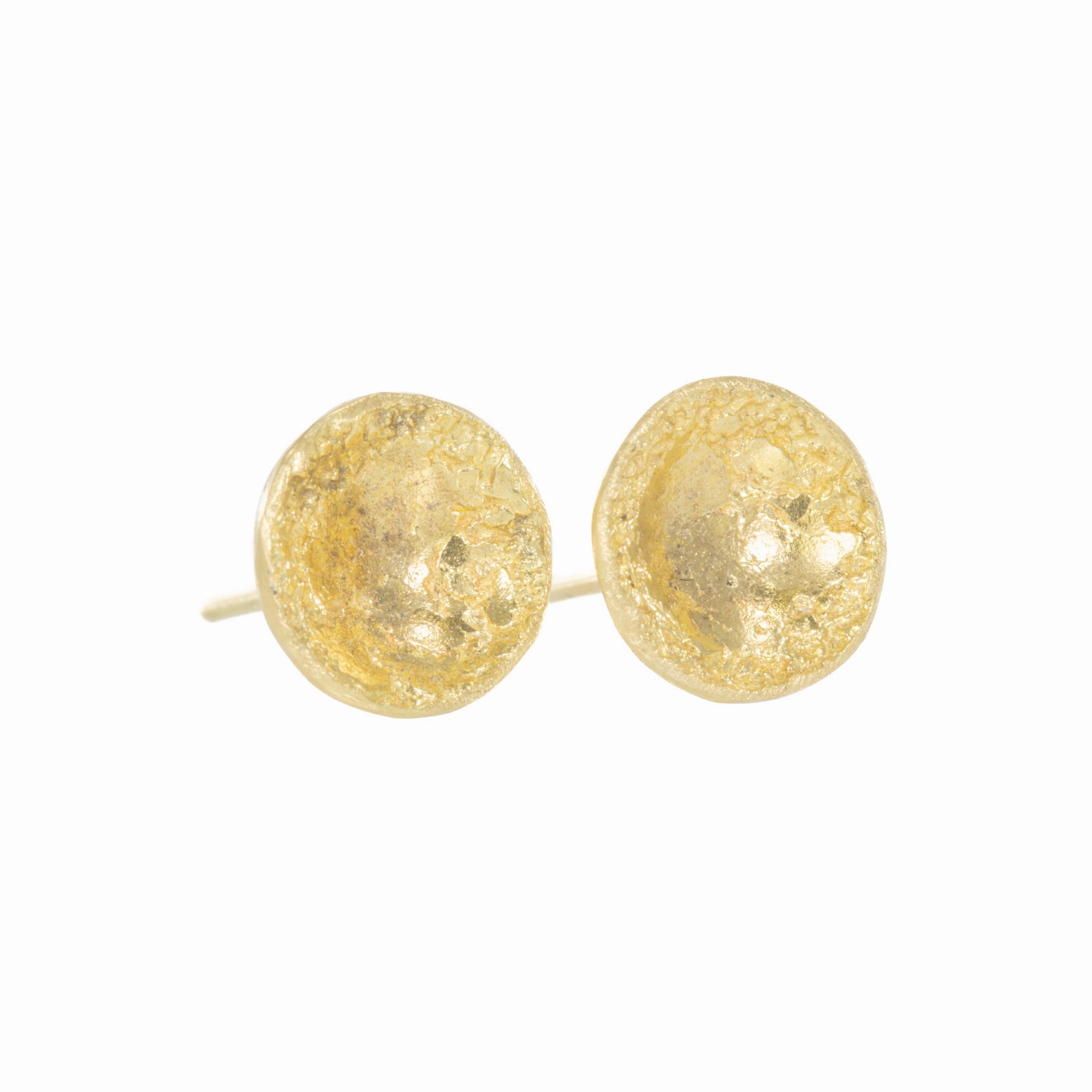 Fashion Forward Double Gold Moon Surface Studs - 22ky   18ky