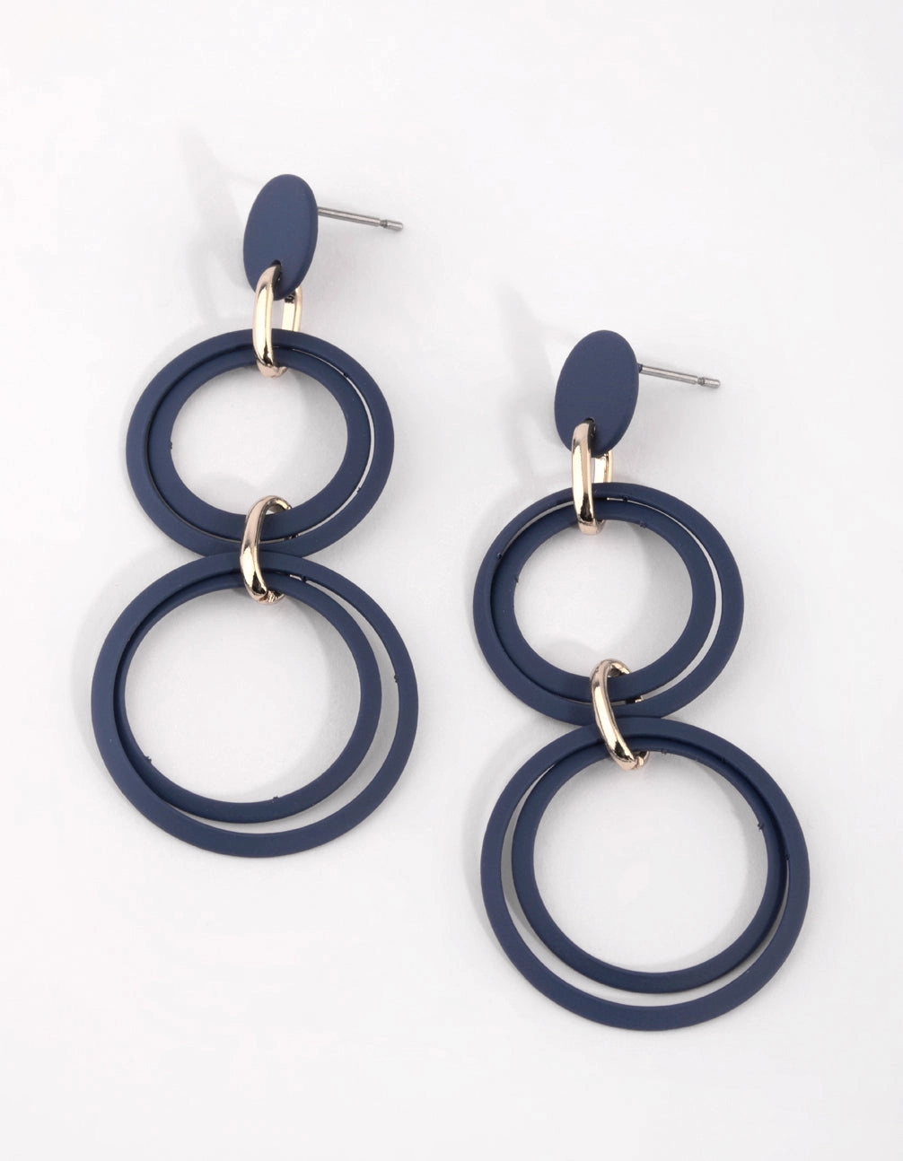 Elegant Gift Matte Navy Circular Drop Earrings