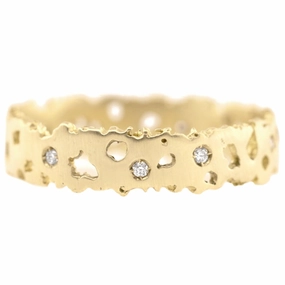 Matte Shadow Band 4mm - 14k Gold   Diamonds Glowing Feature