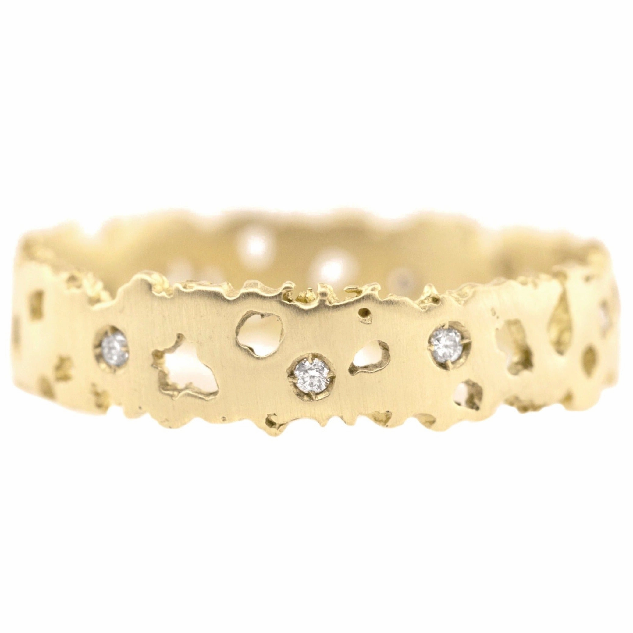 Matte Shadow Band 4mm - 14k Gold   Diamonds Radiant Look