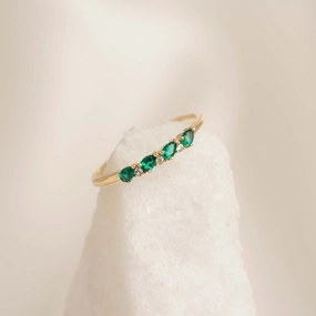 high-end design Fashionable Article May Birthstone Pear Ring 14k Gold - Emerald and Diamond
