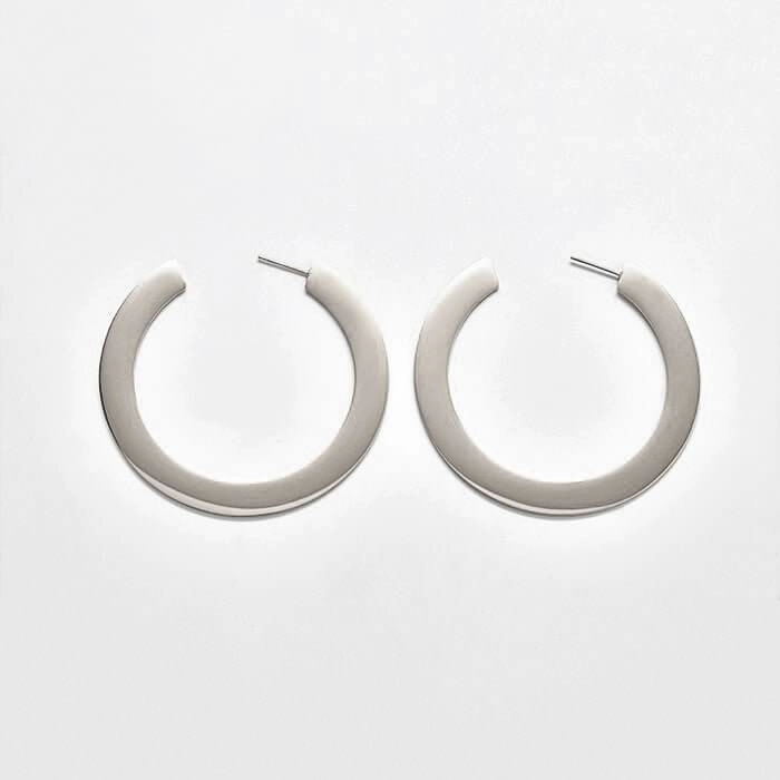 premium design Dainty Adornment Medium Silver Flat Hoop Earrings
