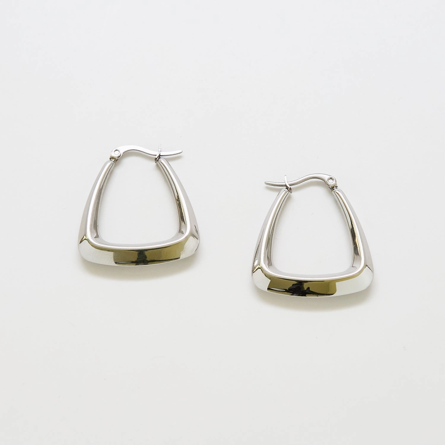 Beautiful Selection Medium Silver Triangle Hoop Earrings