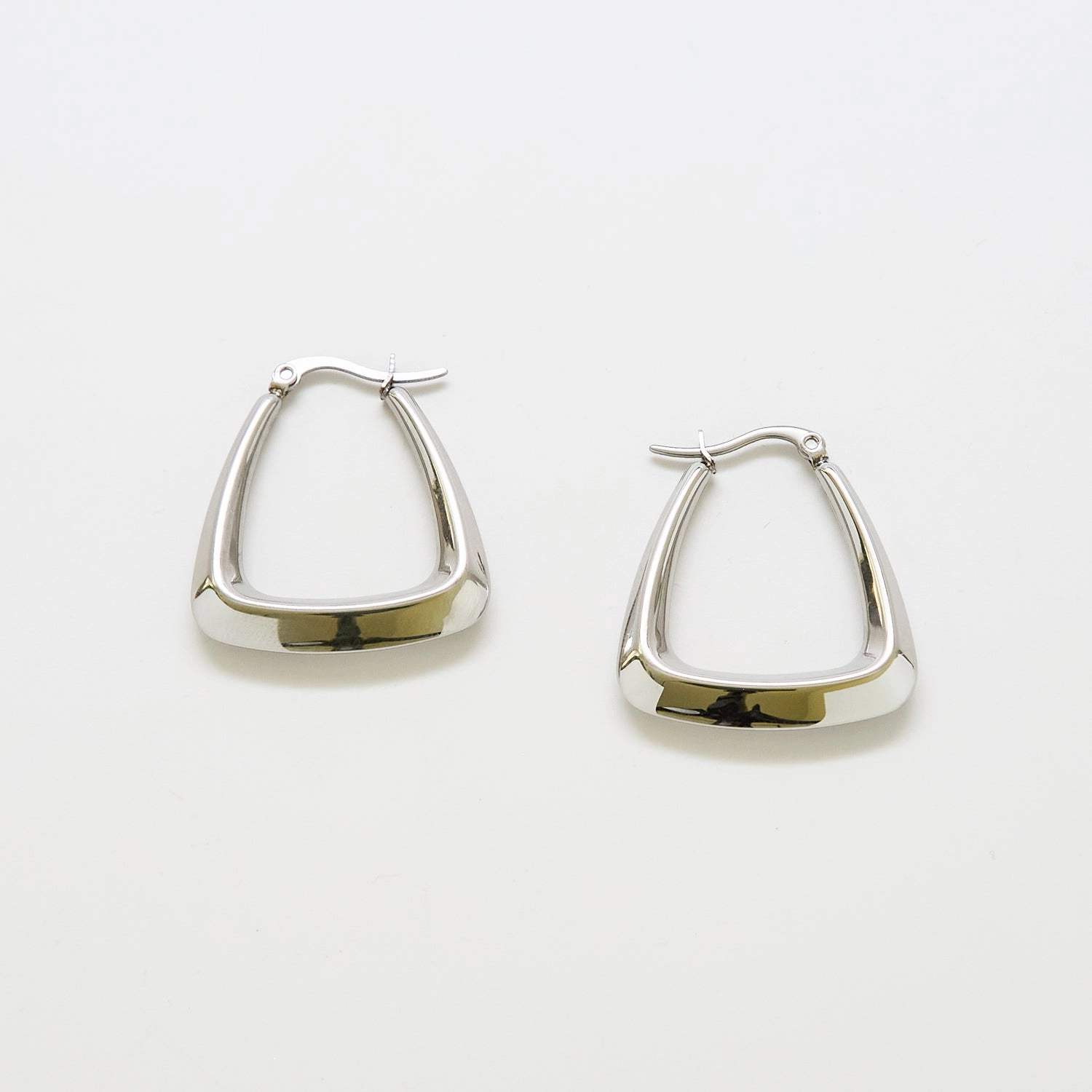 Gorgeous Essential Secure Item Medium Silver Triangle Hoop Earrings