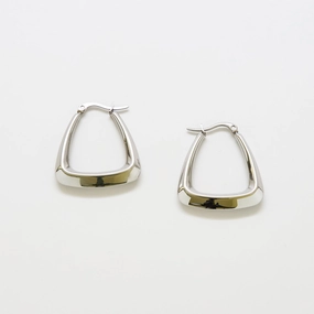Beautiful Selection Medium Silver Triangle Hoop Earrings
