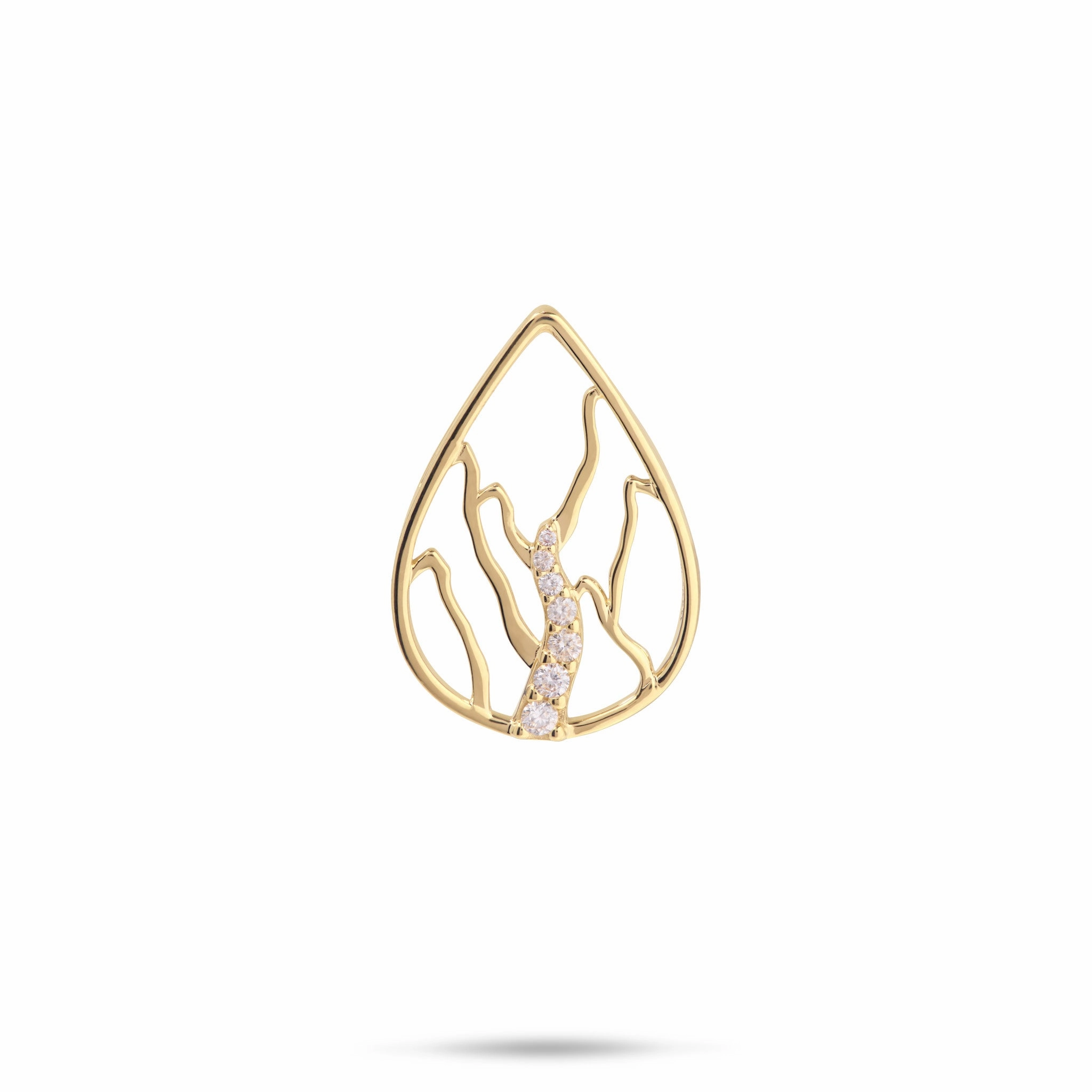 Ko?olau Waterfall Pendant in Gold with Diamonds - 21mm Student Style Stylish Ornament