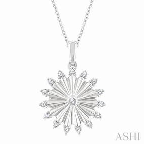1/5 Ctw Round Cut Diamond Circle Fluted Fashion Pendant With Chain in 10K White Gold High-Quality Present for youth