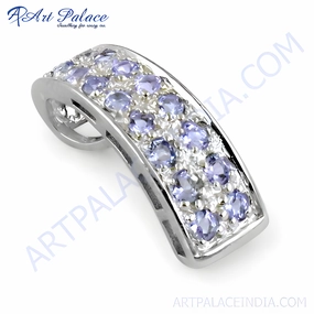 Affordable Style Shiny Iolite Zirconia Gemstone Silver Pendant - Elegant Jewelry for Every Occasion