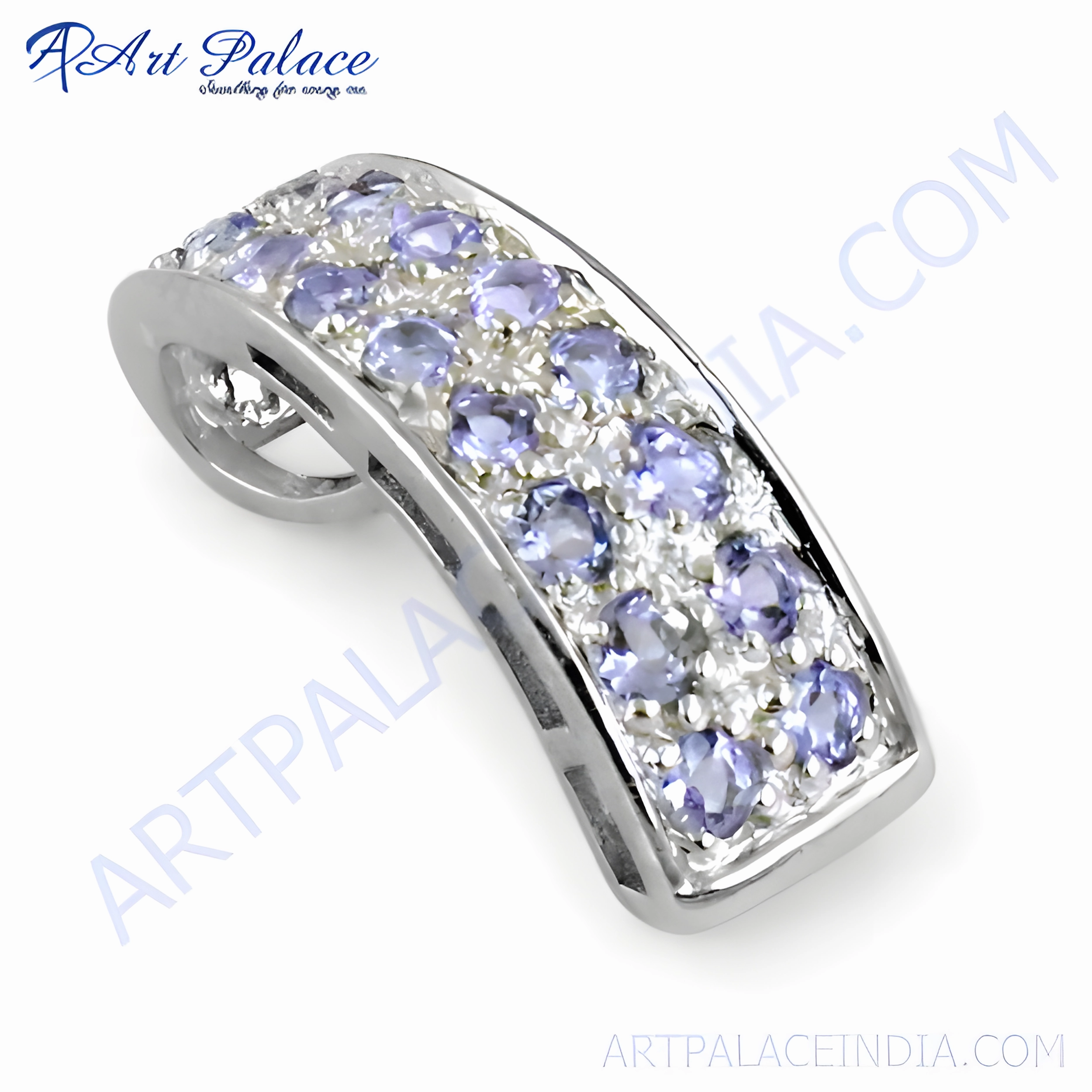 Affordable Style Shiny Iolite Zirconia Gemstone Silver Pendant - Elegant Jewelry for Every Occasion