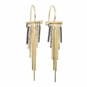 Bright Sparkle Refined Accent Mini Decidedly Deco Earrings - 22k/18k Gold, Oxidized Silver