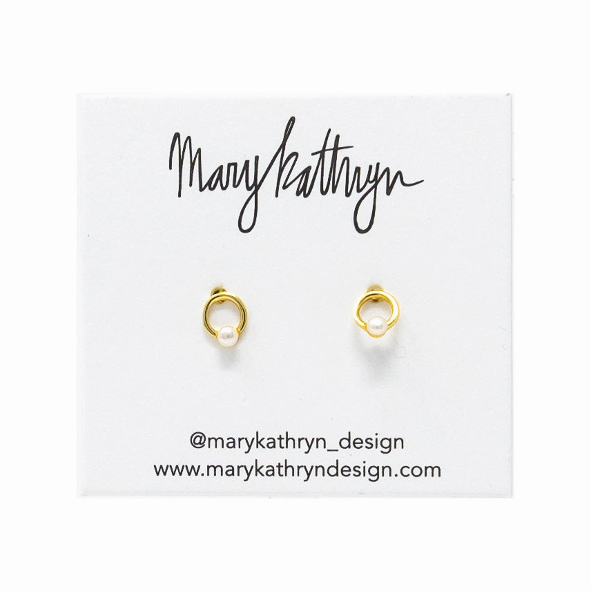 Mini Pearl Circle Studs Balanced Accent