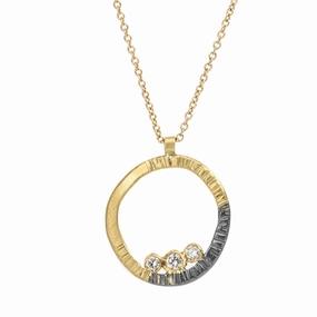 Mini Turning Aspen Necklace (redesigned) - 18k Gold, Oxidized Silver   Reclaimed Diamonds Color Accent Office Accent