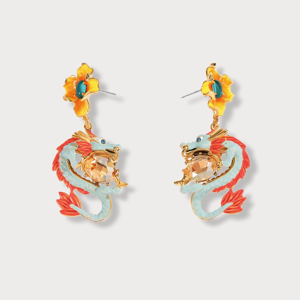 Zodiac Dragon Wintersweet Earrings Sophisticated Edge Party Gift