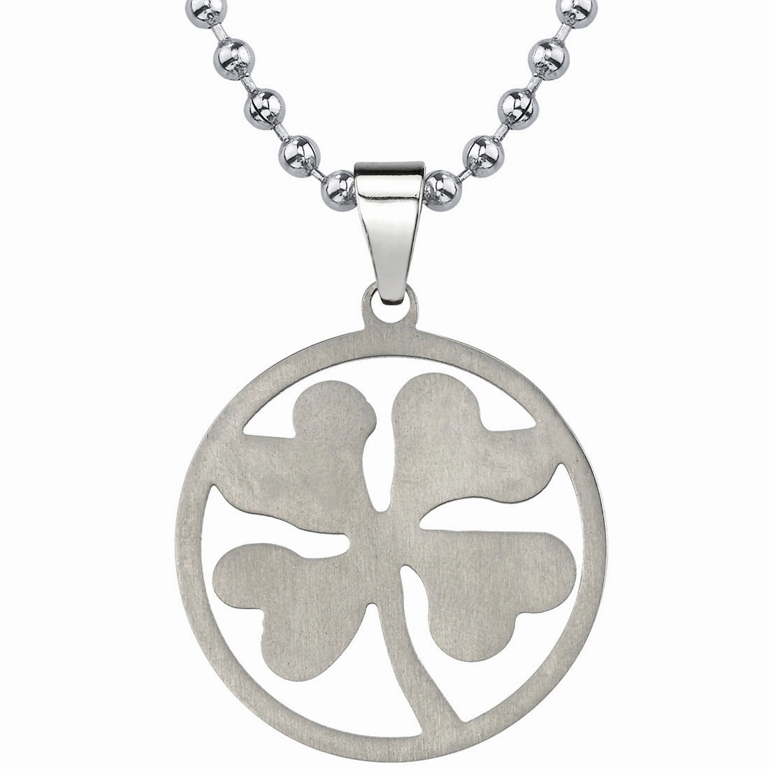 Titanium Four Leaf Clover Shamrock Pendant Necklace Stylish Present