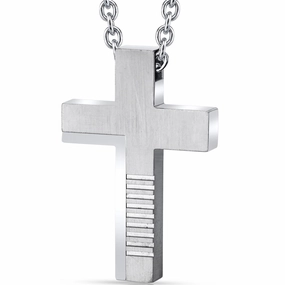 Abstract Modern Stainless Steel Cross Pendant With Steel Ball Chain Unique Item Urban Outfit