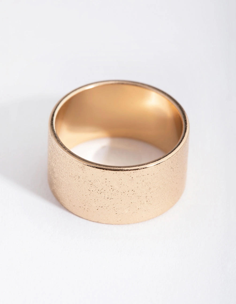 Gold Textured Wide Band Ring Simple Touch Elite Finish