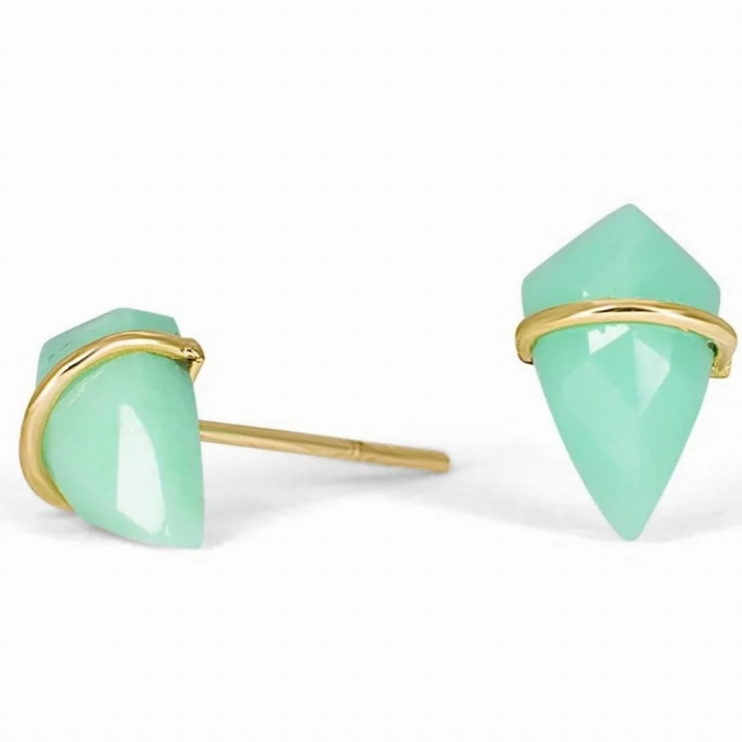 Small Kite Stone Studs - 18k Gold Stylish Vibe Opulent Craft