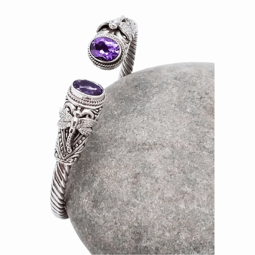 Urban Minimal Sterling Silver Hinge Bracelet With Dragonfly Motif