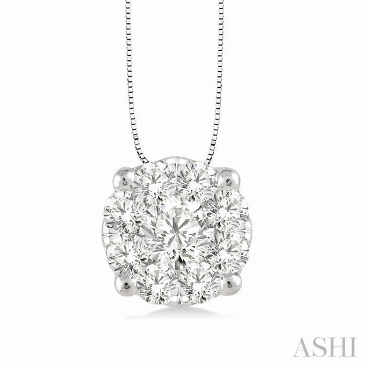 Weekend Gift simple design 1/4 Ctw Lovebright Round Cut Diamond Pendant in 14K White Gold with Chain