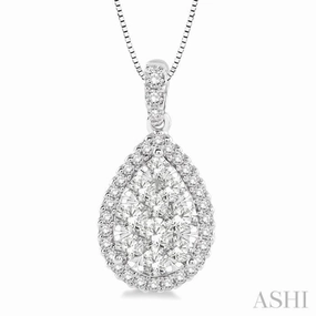 3/4 Ctw Pear Shape Diamond Lovebright Pendant in 14K White Gold with Chain Student Life