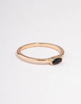 Black Oval Stone Ring Soft Tone