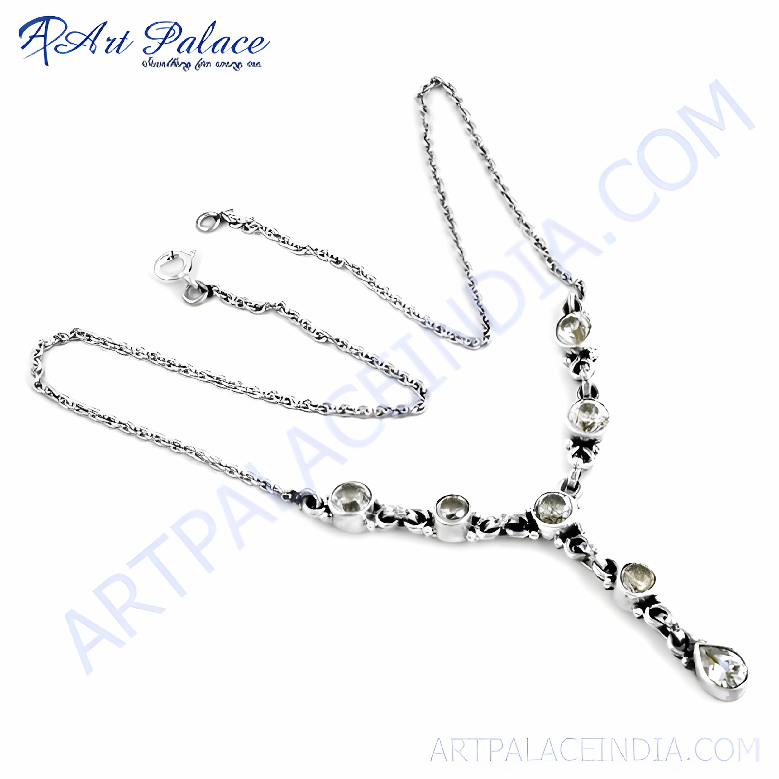 Family Detail Friendly Gift Stylish Cubic Zirconia Gemstone Silver Necklace - 925 Silver CZ Necklace