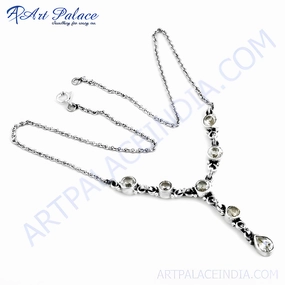 Family Detail Friendly Gift Stylish Cubic Zirconia Gemstone Silver Necklace - 925 Silver CZ Necklace